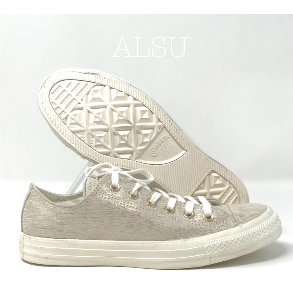 🌸 Sale 🌸 Converse Ctas Metallic Egret Suede Low Top Women's Size 9 561647C - Picture 6 of 8